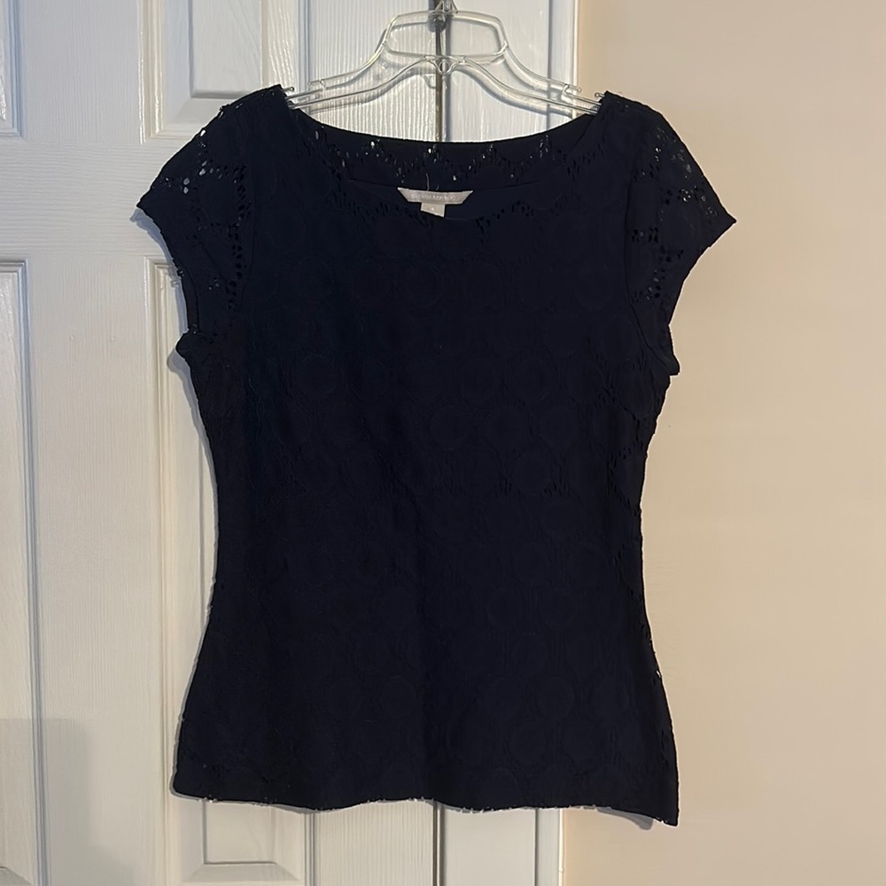 Banana Republic navy eyelet top